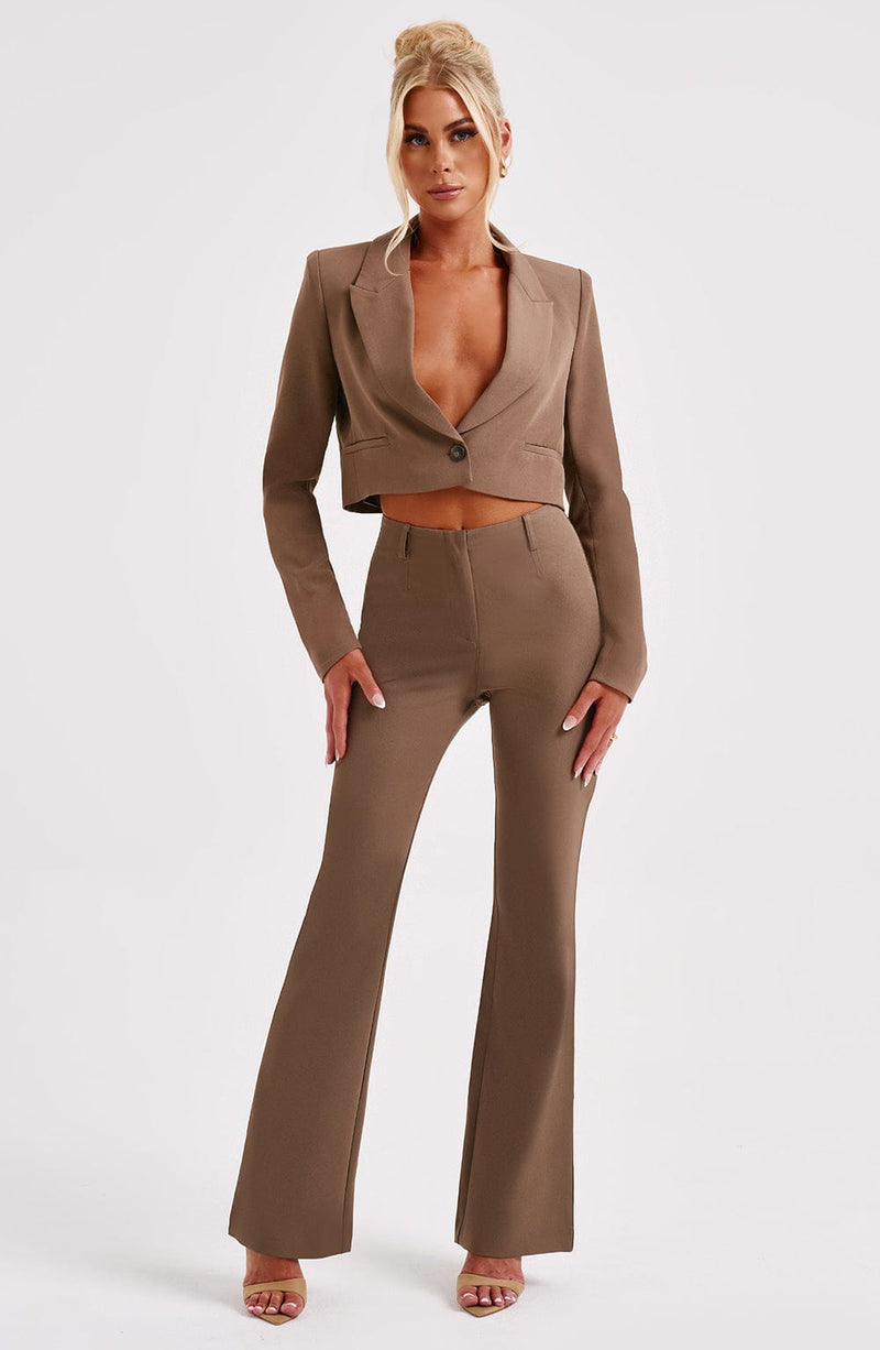 Darci Cropped Blazer Mocha – Babyboo Fashion - Main Image