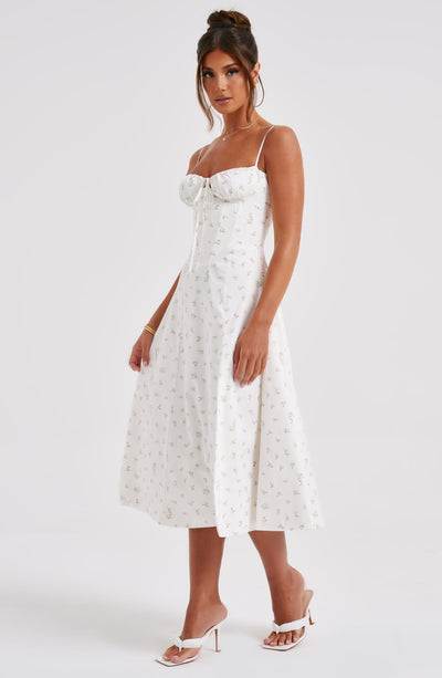 Deanna Midi Dress - Blush Floral Print Dress Babyboo Fashion Premium Exclusive Design