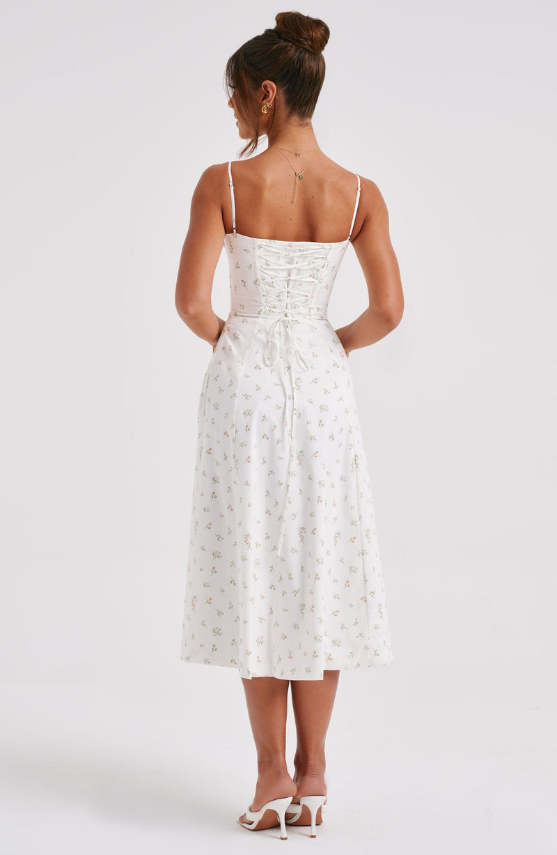 Deanna Midi Dress - Blush Floral Print Dress Babyboo Fashion Premium Exclusive Design