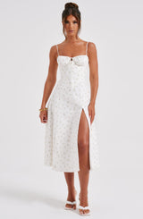 Deanna Midi Dress - Blush Floral Print Dress XS Babyboo Fashion Premium Exclusive Design