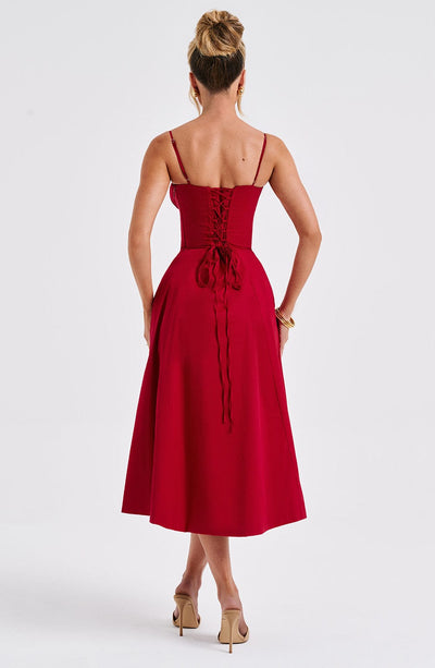 Deanna Midi Dress - Red Dress Babyboo Fashion Premium Exclusive Design