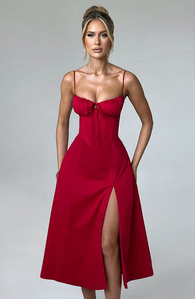 Deanna Midi Dress - Red Babyboo Fashion Deanna Midi Dress - Red Babyboo Fashion