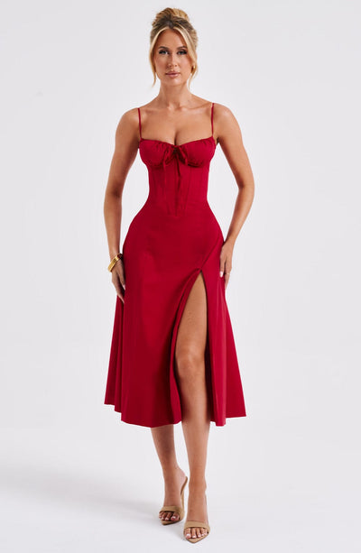 Deanna Midi Dress - Red Dress XS Babyboo Fashion Premium Exclusive Design