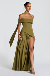 Delilah Maxi Dress - Deep Olive Dress Babyboo Fashion Premium Exclusive Design
