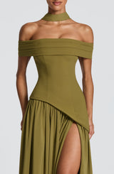 Delilah Maxi Dress - Deep Olive Dress Babyboo Fashion Premium Exclusive Design
