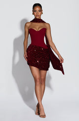 Denise Mini Dress - Wine Dress Babyboo Fashion Premium Exclusive Design