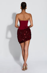 Denise Mini Dress - Wine Dress Babyboo Fashion Premium Exclusive Design