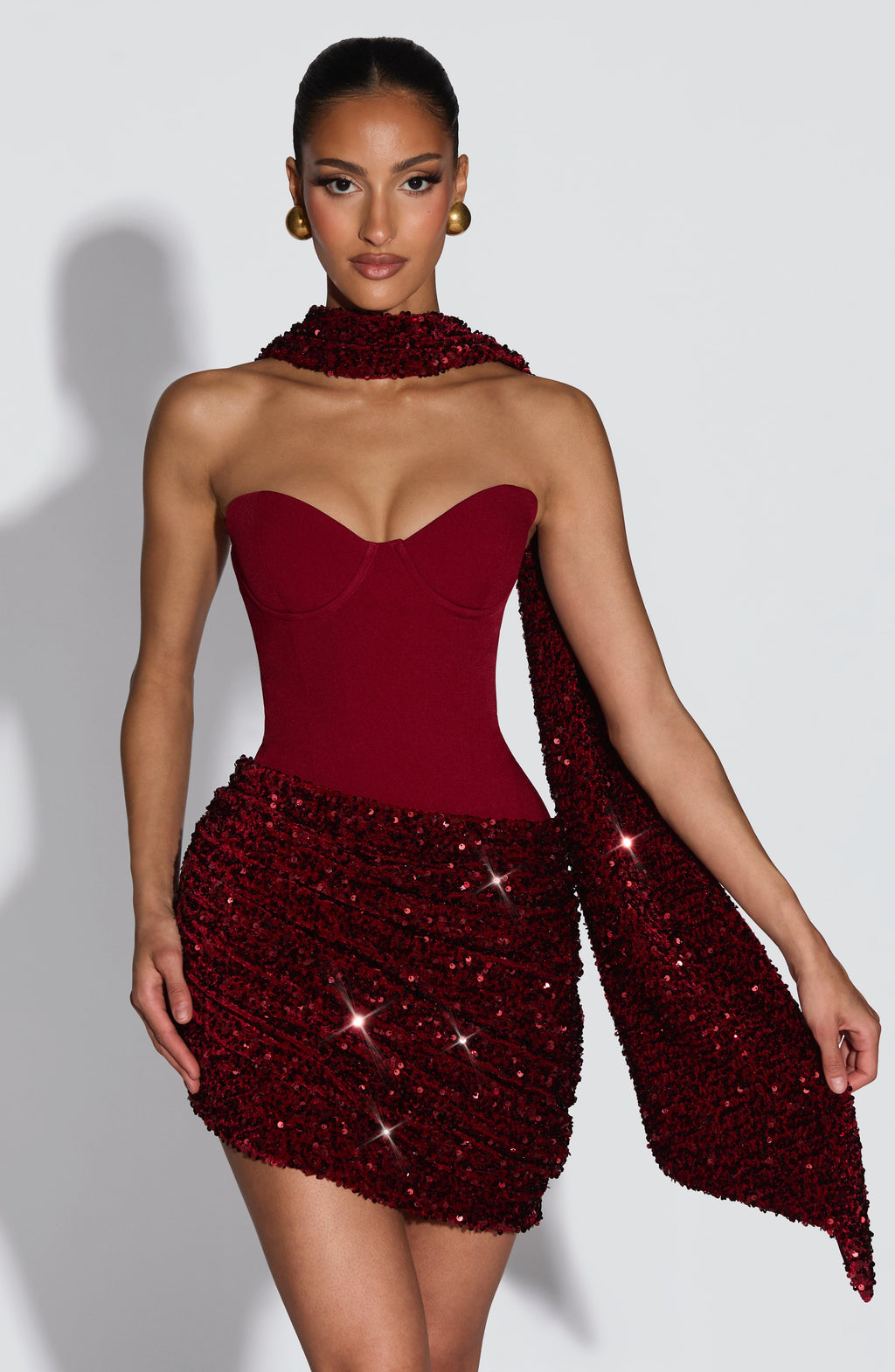 Babyboo Denise Mini Dress in Wine Size S