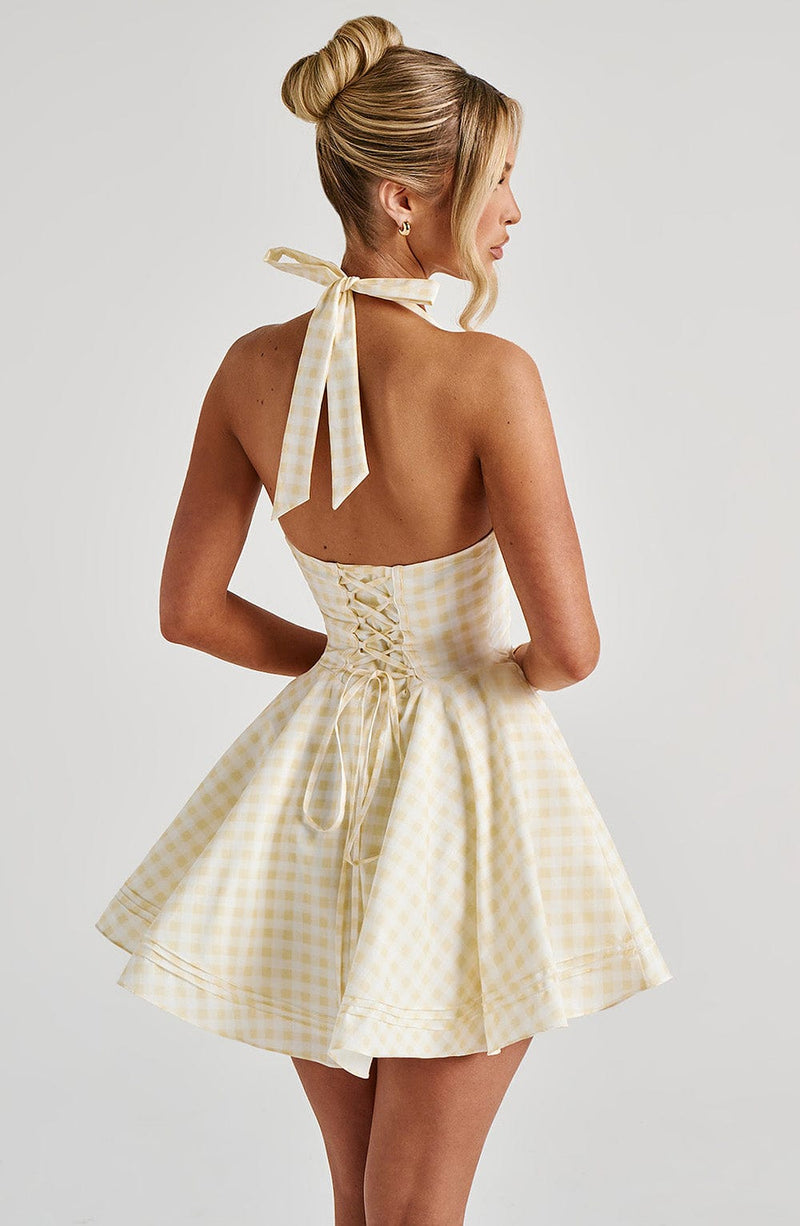 Doris Mini Dress - Lemon Gingham | Mini Dress | Babyboo Fashion Doris Mini Dress - Lemon Gingham | Mini Dress | Babyboo Fashion