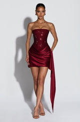 Ebony Mini Dress - Burgundy Dress Babyboo Fashion Premium Exclusive Design