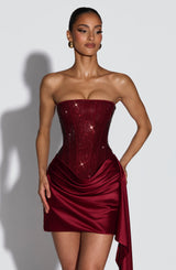 Ebony Mini Dress - Burgundy Dress Babyboo Fashion Premium Exclusive Design