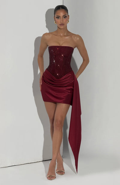 Ebony Mini Dress - Burgundy Ebony Mini Dress - Burgundy