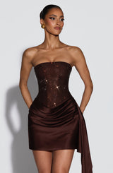 Ebony Mini Dress - Plum Brown Dress Babyboo Fashion Premium Exclusive Design