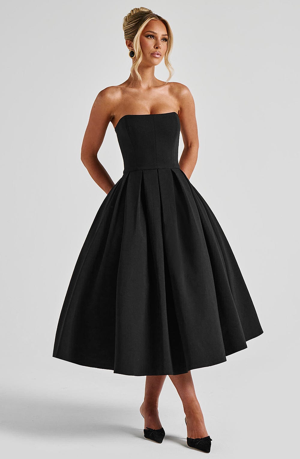 Black Edith Midi Dress