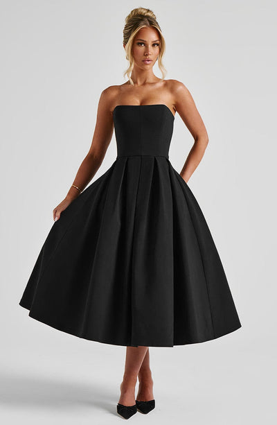 Black Edith Midi Dress | Elegant Midi Dress | Babyboo Fashion Black Edith Midi Dress | Elegant Midi Dress | Babyboo Fashion