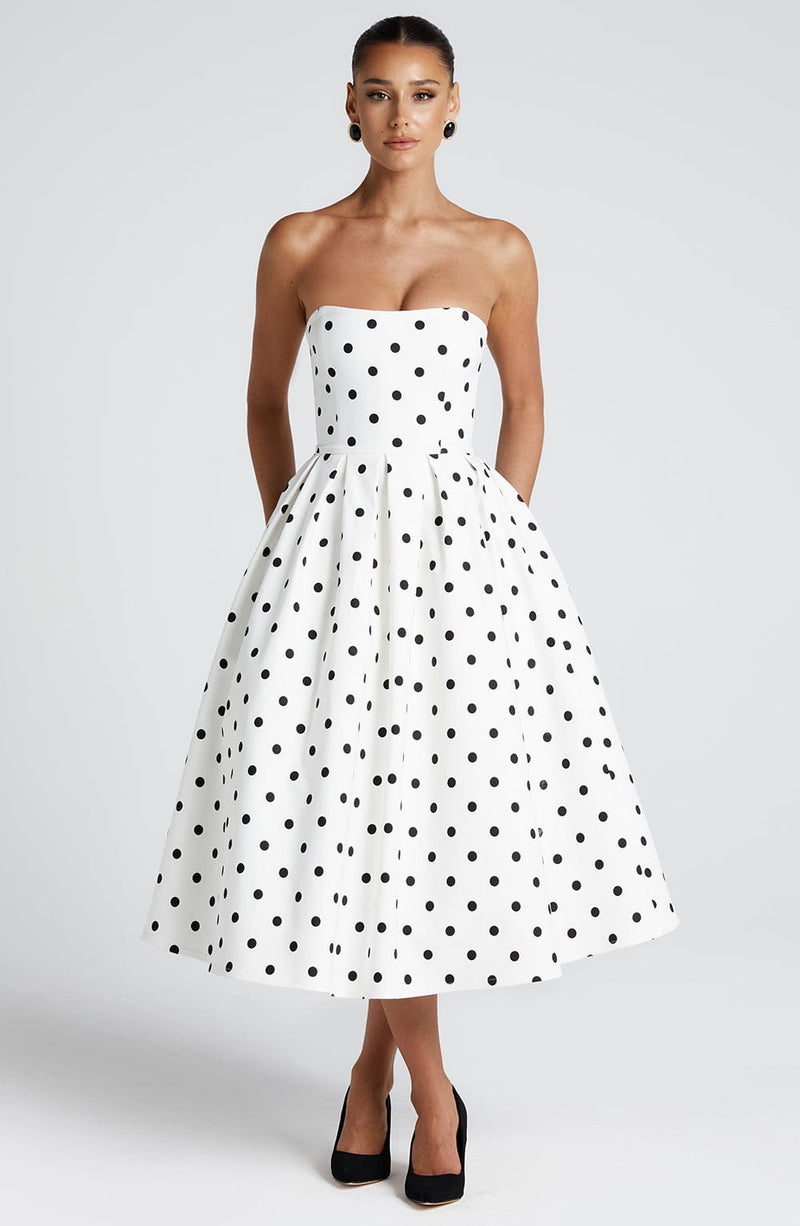 Edith Midi Dress - Black Polka Dot | Midi Dress | Babyboo Fashion Edith Midi Dress - Black Polka Dot | Midi Dress | Babyboo Fashion