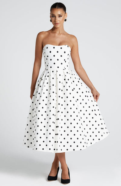 Edith Midi Dress - Black Polka Dot | Midi Dress | Babyboo Fashion Edith Midi Dress - Black Polka Dot | Midi Dress | Babyboo Fashion
