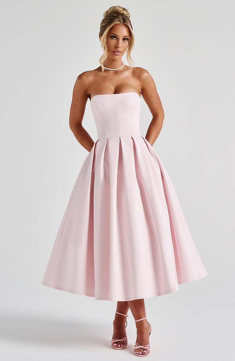 Edith Midi Dress - Blush | Elegant Midi Dress | Babyboo Fashion Edith Midi Dress - Blush | Elegant Midi Dress | Babyboo Fashion