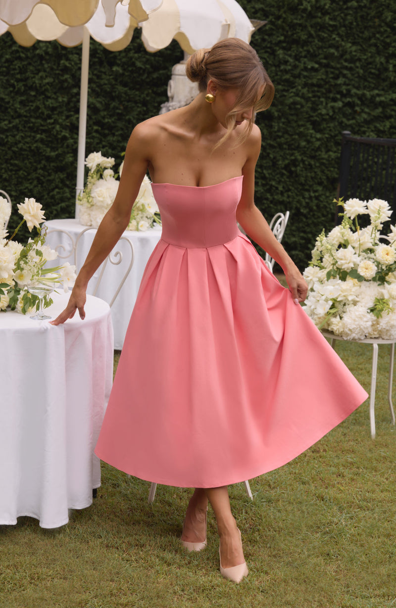 knee length dresses for ladies Jessie Pink Midi Dress - US 2 knee length dresses for ladies Jessie Pink Midi Dress - US 2