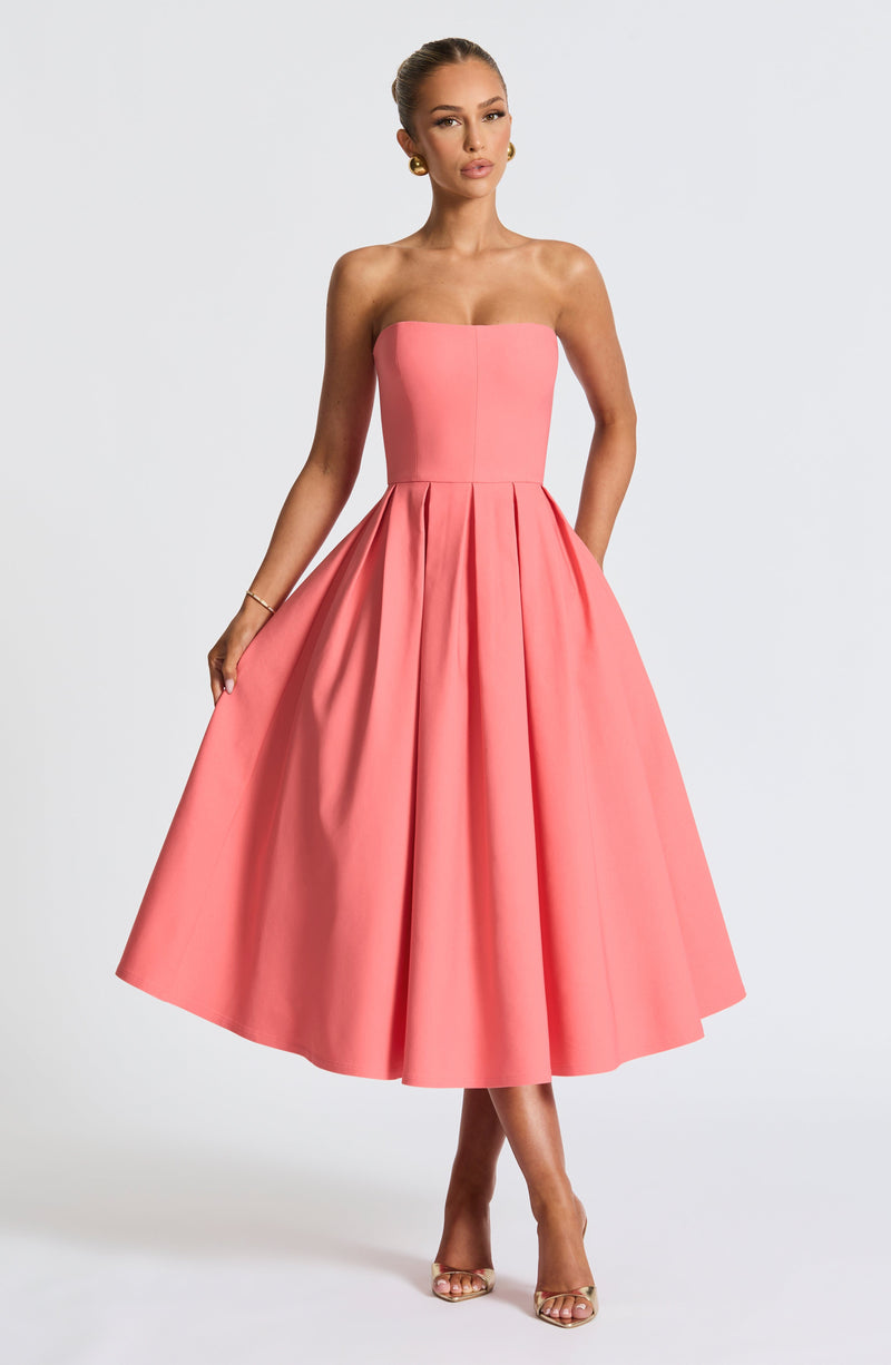 Edith Midi Dress - Coral Pink Edith Midi Dress - Coral Pink