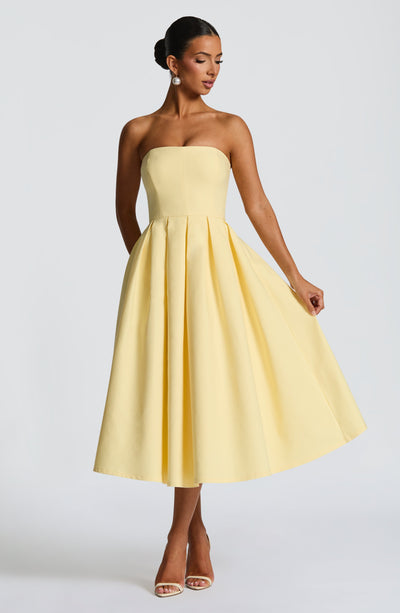 Edith Midi Dress - Lemon | Yellow Midi Dress from Babyboo Fashion Edith Midi Dress - Lemon | Yellow Midi Dress from Babyboo Fashion