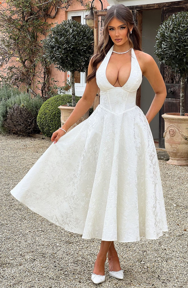 Effie Midi Dress - Ivory Babyboo Fashion Effie Midi Dress - Ivory Babyboo Fashion