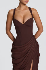 Elara Maxi Dress - Plum Brown Dress Babyboo Fashion Premium Exclusive Design