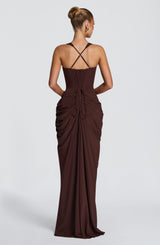 Elara Maxi Dress - Plum Brown Dress Babyboo Fashion Premium Exclusive Design