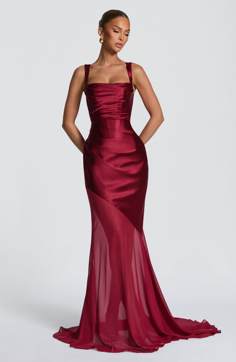 Burgundy Maxi Dress - Eliza Gown by Babyboo Fashion Burgundy Maxi Dress - Eliza Gown by Babyboo Fashion
