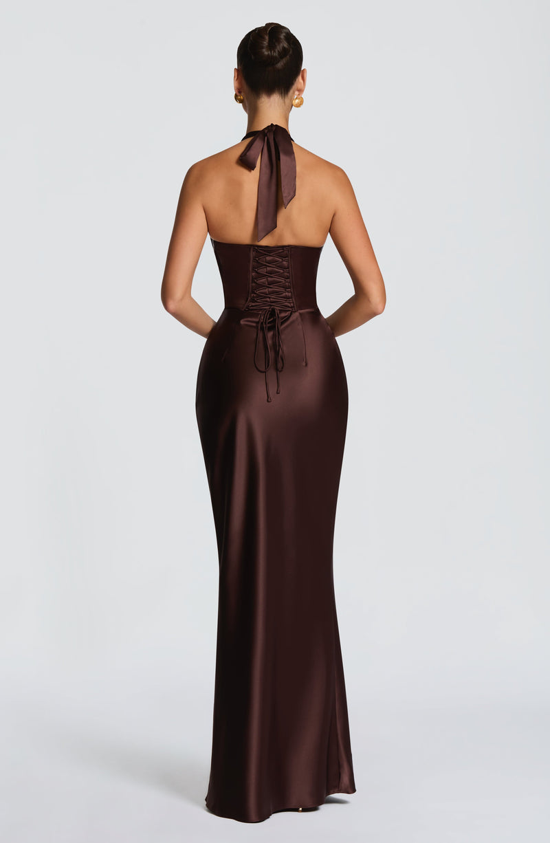 Plum Brown Maxi Dress - Elowen Maxi Dress by Babyboo Fashion Plum Brown Maxi Dress - Elowen Maxi Dress by Babyboo Fashion