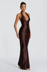 Elowen Maxi Dress - Plum Brown Dress Babyboo Fashion Premium Exclusive Design