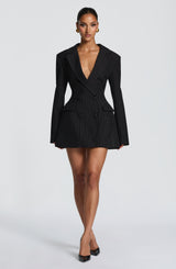 Elvira Mini Dress - Black Pinstripe Dress Babyboo Fashion Premium Exclusive Design