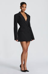 Elvira Mini Dress - Black Pinstripe Dress Babyboo Fashion Premium Exclusive Design