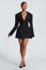 Elvira Mini Dress - Black Pinstripe Dress Babyboo Fashion Premium Exclusive Design