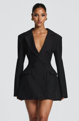Elvira Mini Dress - Black Pinstripe Dress XS Babyboo Fashion Premium Exclusive Design