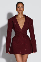 Elvira Mini Dress - Burgundy Sparkle Dress Babyboo Fashion Premium Exclusive Design