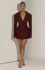 Elvira Mini Dress - Burgundy Sparkle Dress Babyboo Fashion Premium Exclusive Design