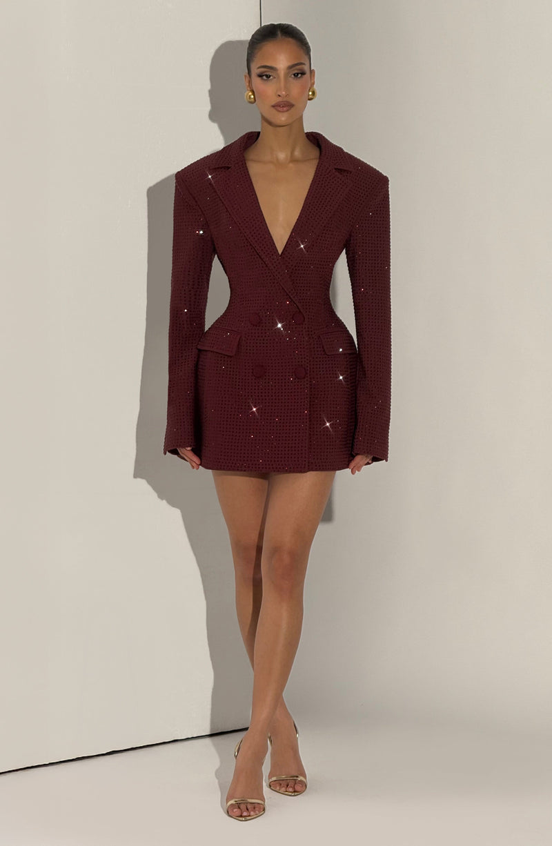 Elvira Mini Dress - Burgundy Sparkle Dress Babyboo Fashion Premium Exclusive Design
