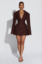 Elvira Mini Dress - Plum Brown Sparkle Dress Babyboo Fashion Premium Exclusive Design