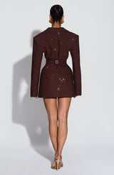 Elvira Mini Dress - Plum Brown Sparkle Dress Babyboo Fashion Premium Exclusive Design