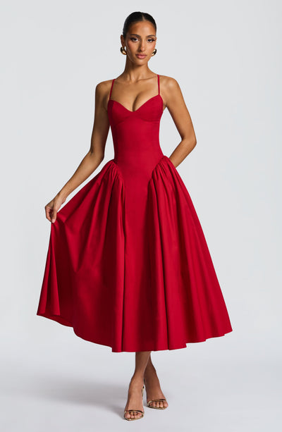 Buy Red Midi Dress - Emerson Midi Dress - Babyboo Fashion Buy Red Midi Dress - Emerson Midi Dress - Babyboo Fashion