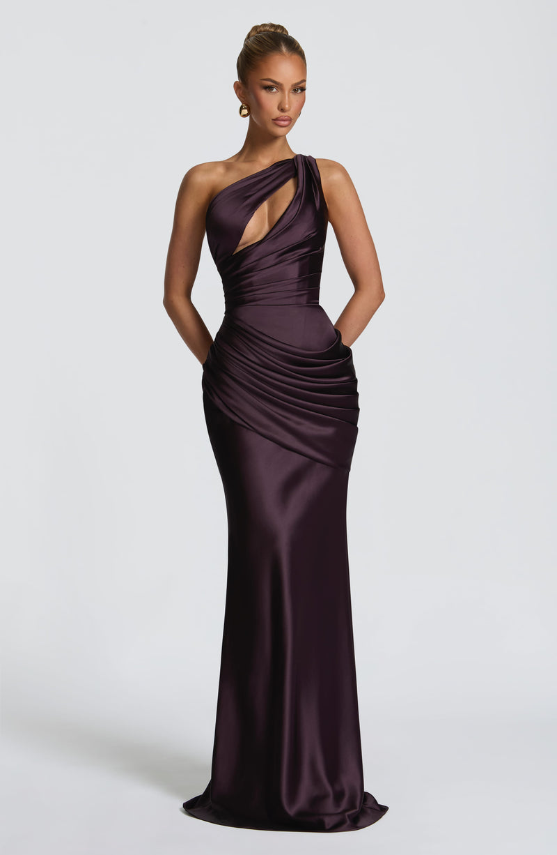 Shop Emina Maxi Dress - Plum Maxi Dress by Babyboo Fashion