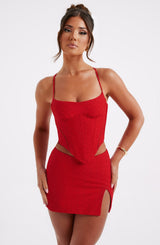 Erika Mini Skirt - Red Skirt Babyboo Fashion Premium Exclusive Design