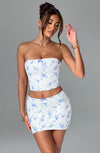 Esmeralda Mini Skirt - Blue Ditsy Print Skirt XS Babyboo Fashion Premium Exclusive Design
