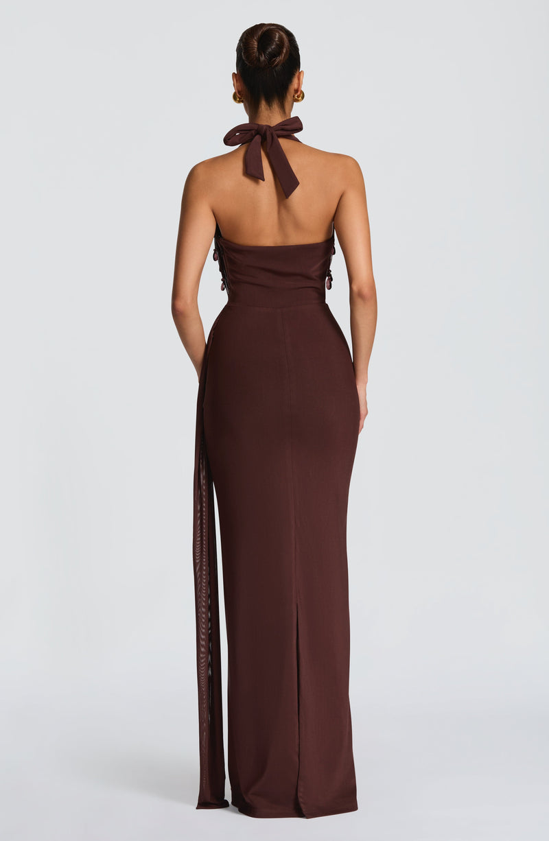 Fabia Maxi Dress - Plum Brown Dress Babyboo Fashion Premium Exclusive Design