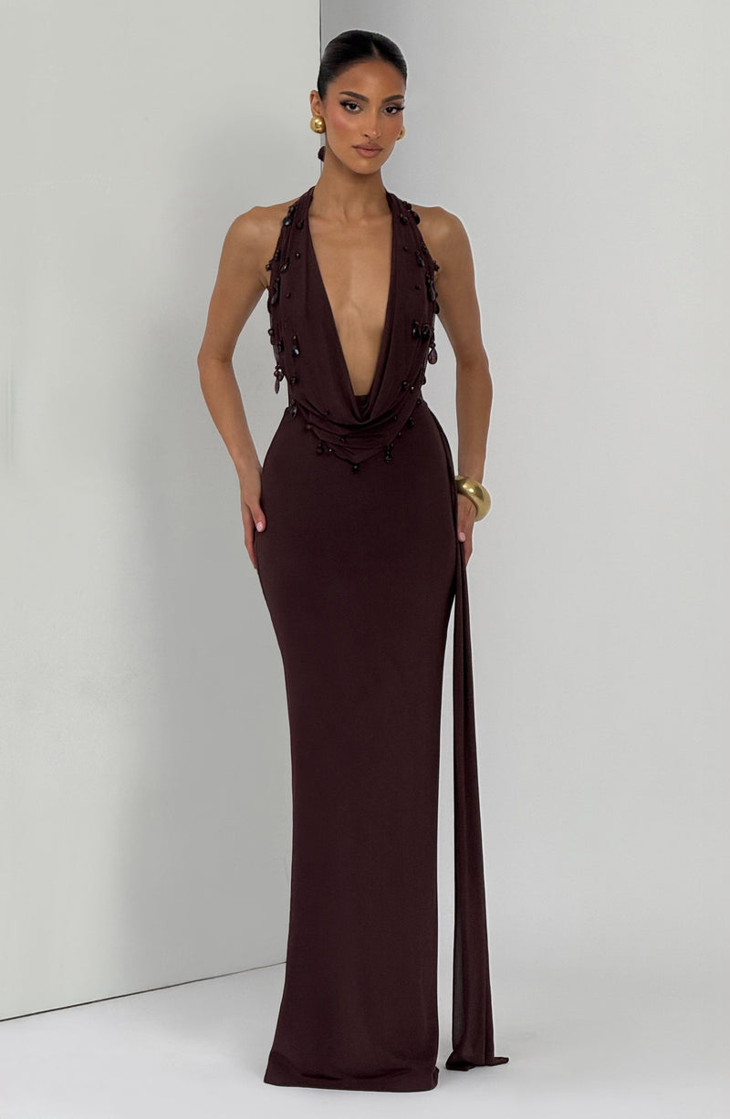 Fabia Maxi Dress - Plum Brown Dress Babyboo Fashion Premium Exclusive Design