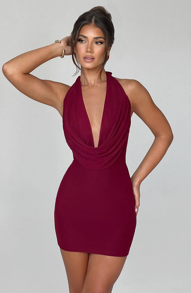 Fallon Mini Dress - Burgundy Dress Babyboo Fashion Premium Exclusive Design