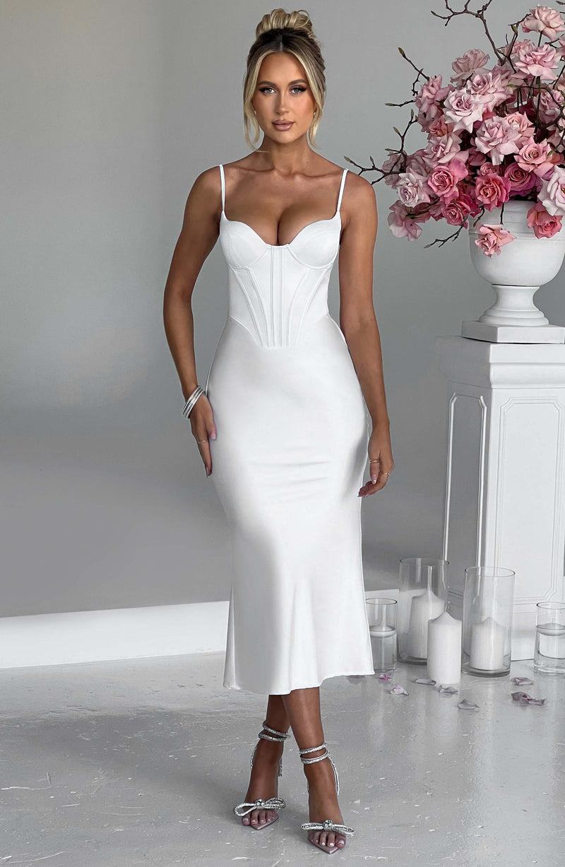 Farrah Midi Dress - Ivory Dress XS Babyboo Fashion Premium Exclusive Design