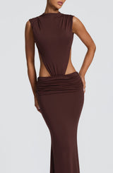 Fenella Maxi Dress - Plum Brown Dress Babyboo Fashion Premium Exclusive Design