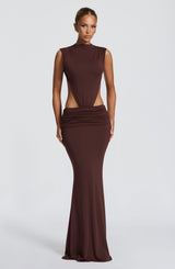 Fenella Maxi Dress - Plum Brown Dress XS Babyboo Fashion Premium Exclusive Design